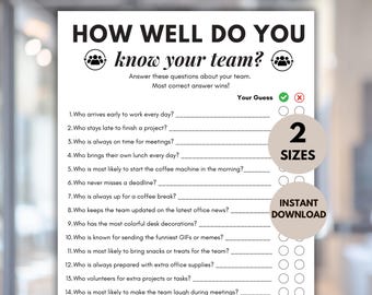 Teambildungs-Spiel, Wie gut kennst Du Dein Team (PDF, PNG)