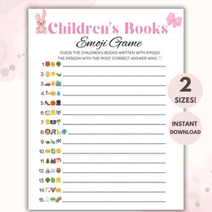 Kinderbuch Emoji Pictionary, Rosa Babyparty Emoji Spiel, Druckbare Duschaktivitätsspiele, Kinderbuch Emoji Spielkarten, Geschichtenbuch