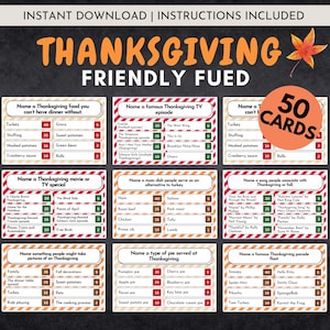 Thanksgiving Friendly Feud Game, Printable Thanksgiving Party Game for Kids and Adults, Friendsgiving Family Reunion Games, Holiday Games