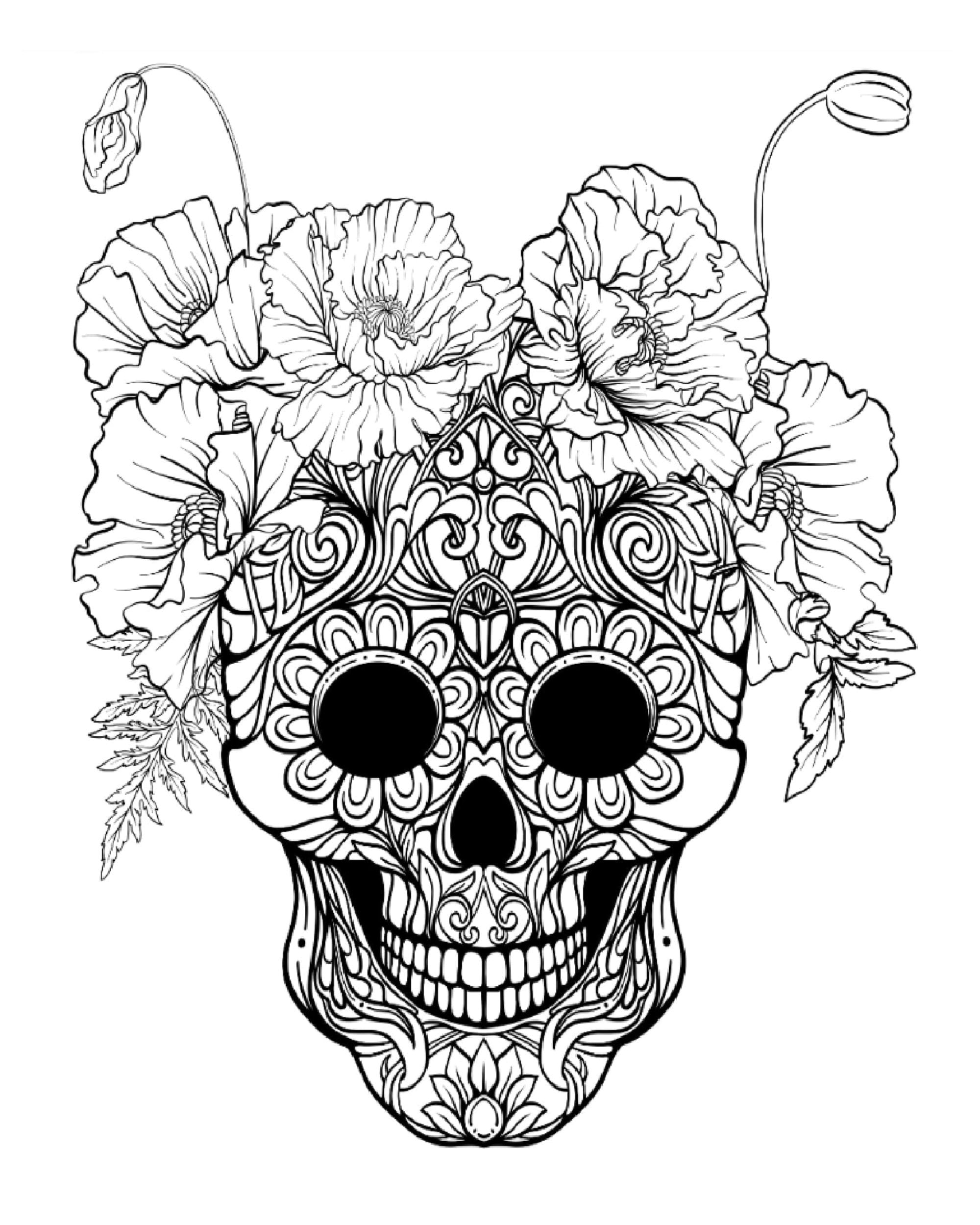 50 Skull Printable Coloring Pages-skeleton Coloring Digital Download