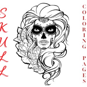 50 Skull Printable Coloring Pages-Skeleton Coloring- Digital Download -Coloring book pages- adult coloring print from home