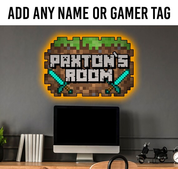 Minecraft Inspired Gamertag Light Sign Custom Gamer Tag Sign Etsy