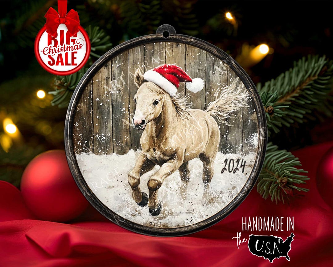 PLAYFUL PALIMINO COLT Ornament Colt With Santa Hat and Snow Decor ...