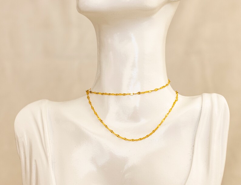 Gold Sparkle Chain Necklace 14k Gold Mirror Necklace Glitter Etsy