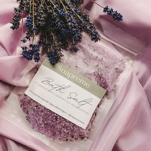 Badesalz mit echtem Lavendel (250g) | Einzigartiges & wohltuendes Geschenk