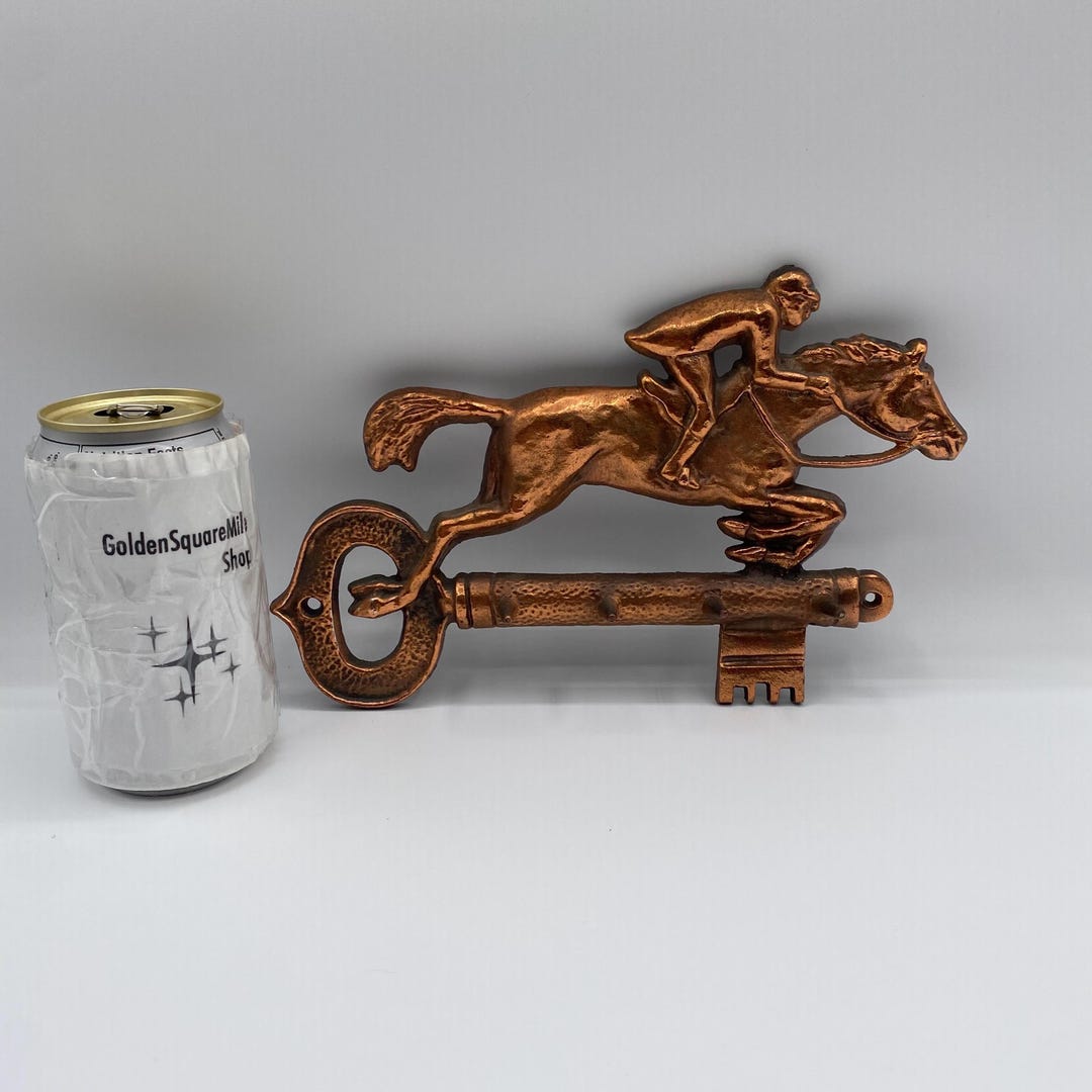 Vintage Hammered Copper Key Wall Rack Jockey on Horse Ridder Polo 4 ...