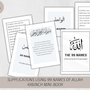 99 Names of Allah Supplications Asma-ul-Husna Dua Cards - Arabic text, English Transliteration and Translation - 200 pages - Digital Print