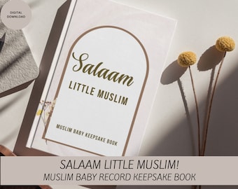 Salaam Little Muslim - Livro de lembranças de bebês muçulmanos - Livro de fotos de memórias de bebês com referências ao Alcorão e Hadith - 80 páginas - Impressão digital