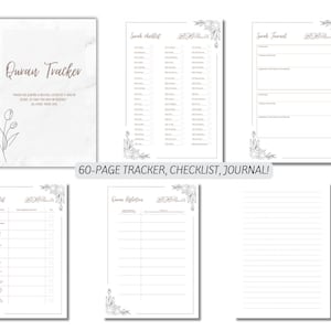 Checklist voor het lezen van de Koran - eenvoudig ontwerp om de recitatie van de Koran en de reflectie van de Koran bij te houden - het onthouden van de Koran - digitale afdruk