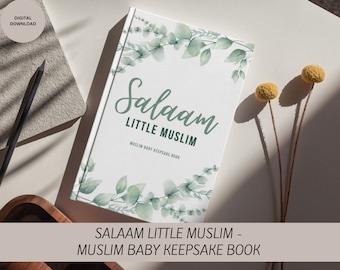 Salaam Little Muslim - Livro de lembranças de bebês muçulmanos - Livro de fotos de memórias de bebês com referências ao Alcorão e Hadith - 80 páginas - Impressão digital