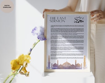 The Last Sermon - Prophet Muhammad (Peace be upon him) Farewell Speech - Islamic Wall Art Poster - Digital Print
