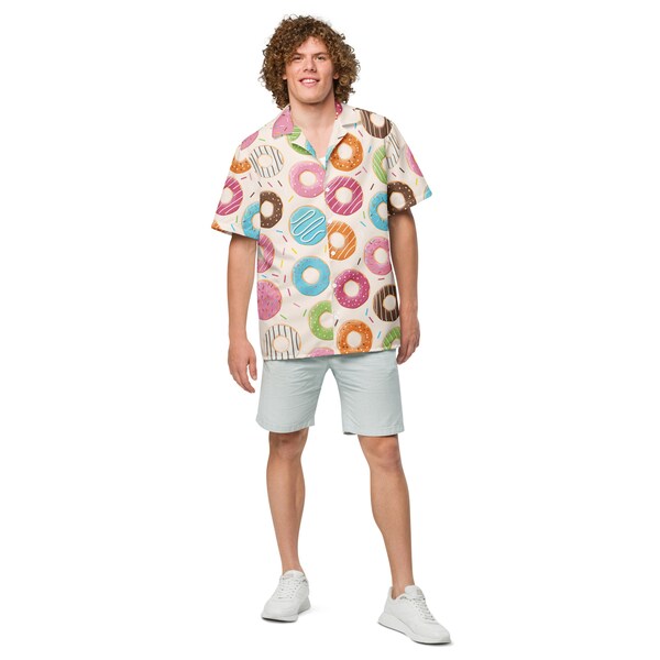 Chemise à boutons unisexe à motif Donut Foodie Gift 2XS-6XL