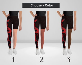 Leggings style concert avec serpent rouge inspiré de Taylor pour les préadolescents et les adolescents. Leggings pour jeunes (pas de vraies paillettes, le motif est imprimé sur le tissu)