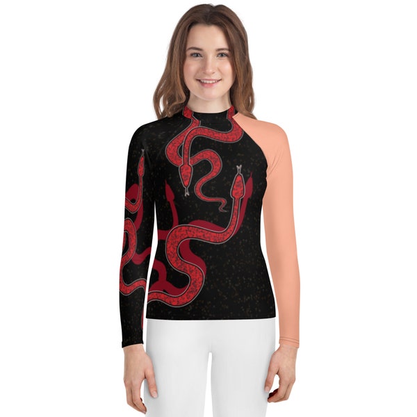 Eras Tour Red Snake concert outfit, Reputation Taylor Swift Halloween costume, Tweens and Teens Rash Guard sparkles are Print NOT real