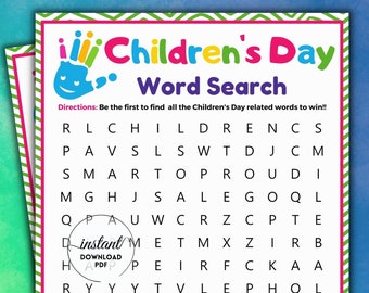 Children&#39;s day  Word Search, Party games for kids, Printable word search for kids, Fun activities for Kids printable, Kids word puzzle, game