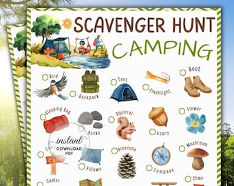 Camping Scavenger Hunt, Nature Treasure Hunt (Printable PDF)