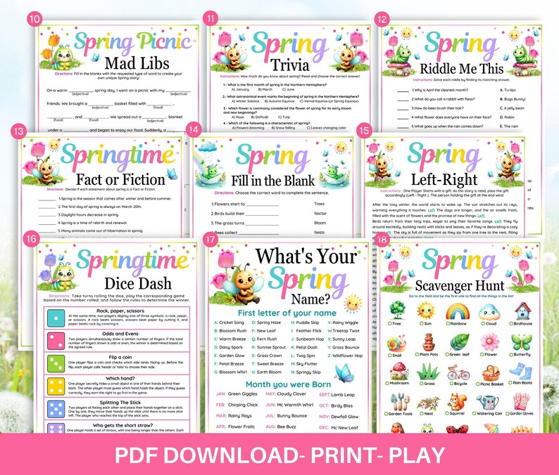 Spring Games MEGA Bundle: 60 Fun Printable Party Games, Seasonal ...