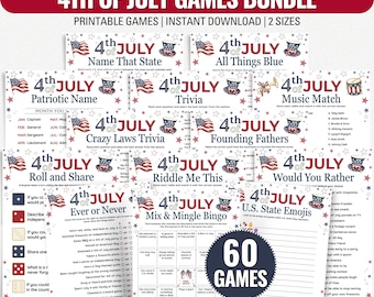 4th of July Games Bundle: 60 Fun Patriotic Party Games And Activities (Printable PDF)