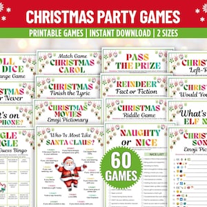 Christmas Party Game Bundle: 60 Festive Games (Printable)