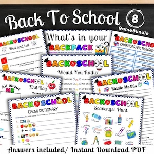 Back to School 8 Game BUNDLE, First Day of School Activities, Games for Kids, Teacher Resource PACK, School Icebreaker Games, Classroom game