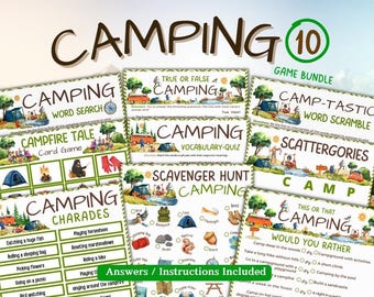 Printable Camping Games Bundle, Family Activities (PDF)