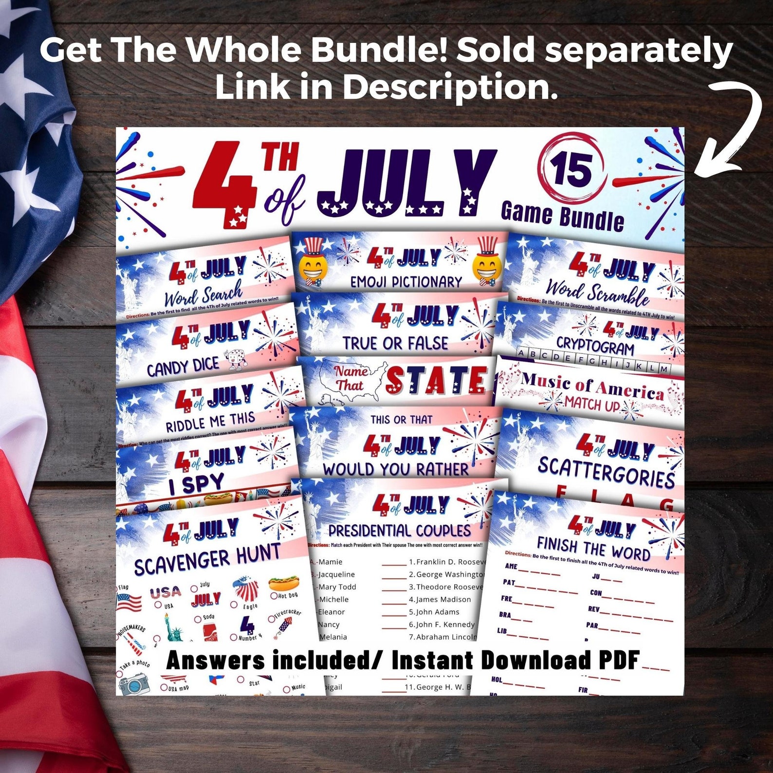 Fourth of July Riddles, Printable Fourth of July Game, Independence Day