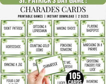 105 St. Patrick's Day Scharaden und Pictionary Kartenspiel, Party Eisbrecher Aktivität (Instant Download)