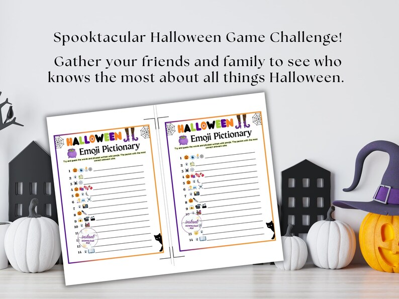 Halloween Emoji Pictionary Printable Game, Halloween Party Games