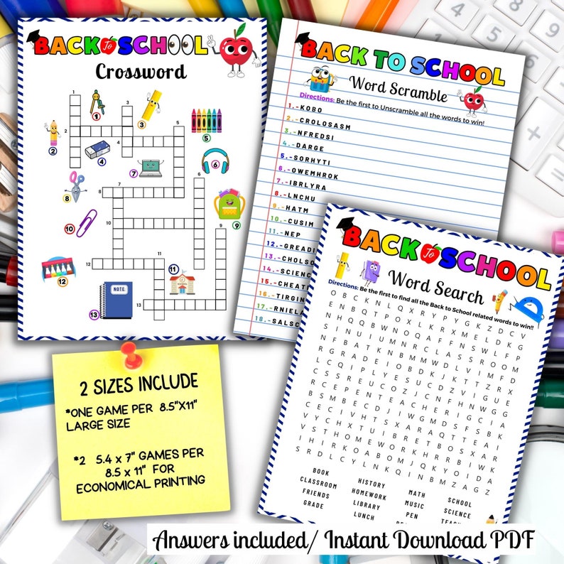 Back to School Games Bundle, Printable Classroom Activities (PDF) - Etsy