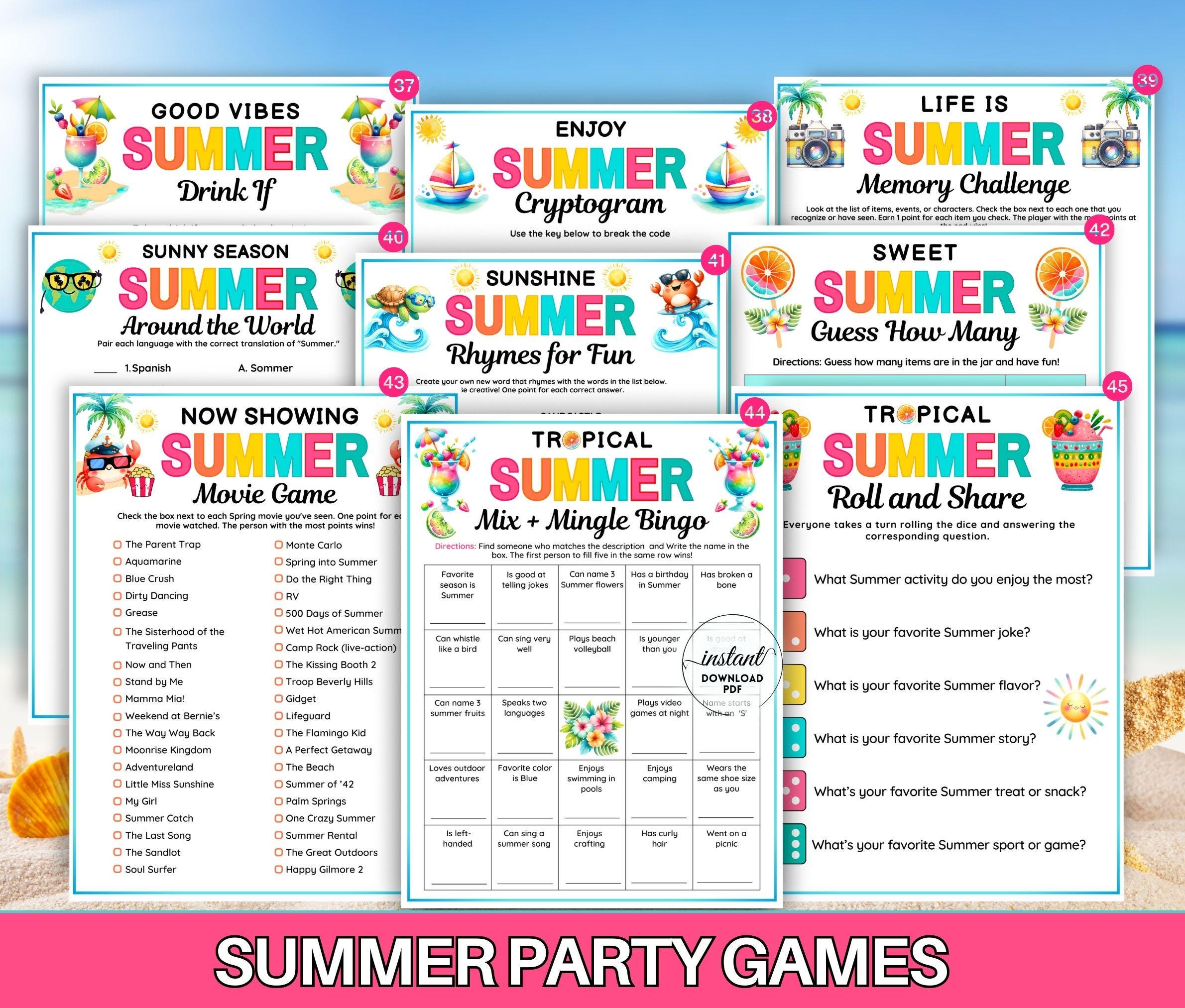 Summer Fun Template.pdf Summer Games Bundle, 60+ Printable Activities (PDF) - Etsy