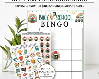 DIY Back to School Picture Bingo Game Printable Classroom Activity (PDF Digital Download)