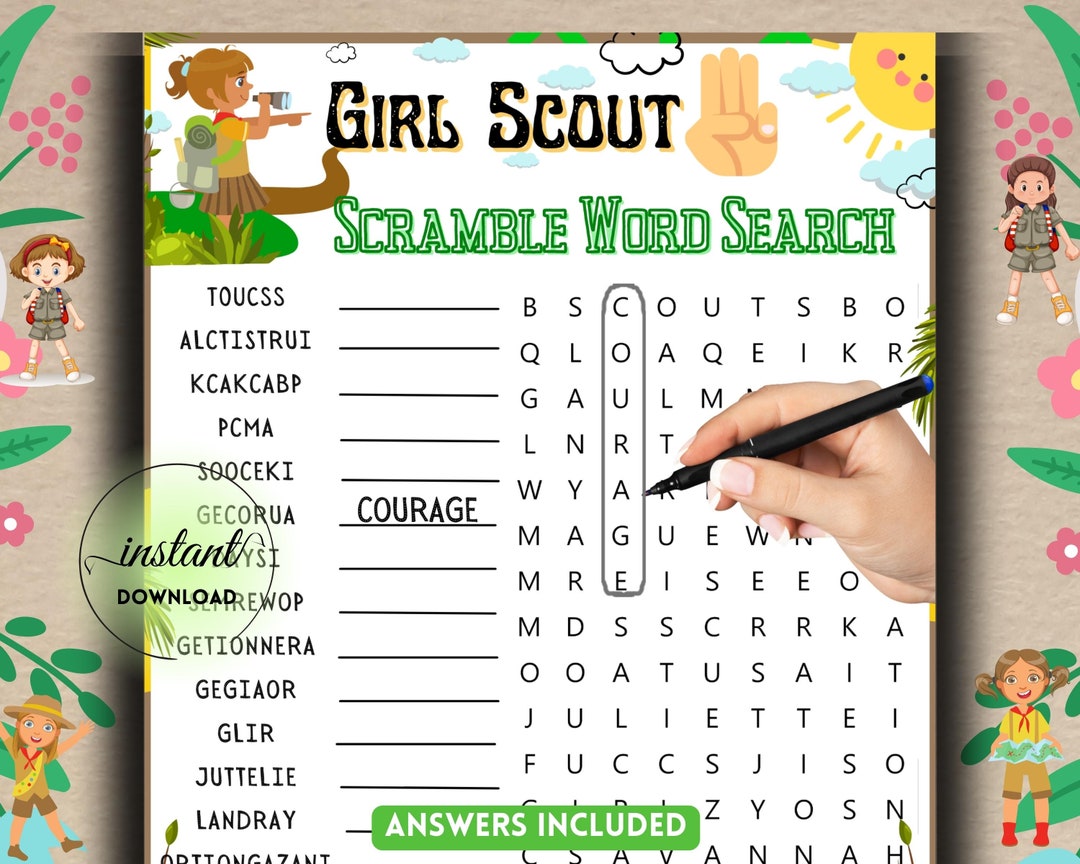 Girl Scout Word Scramble Game Word Search Scout Word Search - Etsy