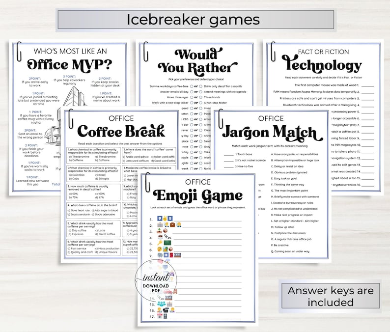 Printable Office Games Bundle: 50 Team Building Activities (PDF ...