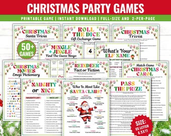 Printable Christmas Game Bundle, Christmas Party Games, Christmas Family Games, Christmas Trivia Games, Christmas Group, Festive Family game