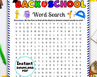 Back to School Word Search, Printable, Instant Download, PDF - Etsy