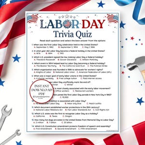 Labor Day Trivia Quiz Game: Printable Party Activity for Holiday Fun (Digital Download)