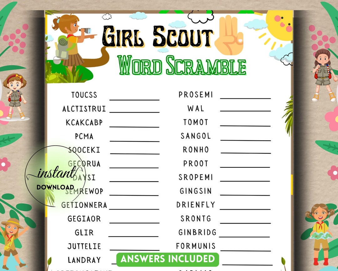 Girl Scout Word Scramble Game Word Scramble WORDFIX Etsy