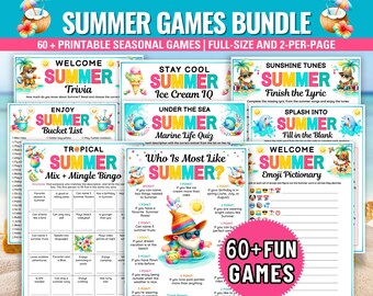 サマーゲームバンドル、60以上の印刷可能なアクティビティ（PDF）