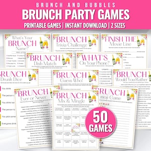 Brunch Party Games: 50 Printable Activities and Icebreakers Bundle (Digital Download)