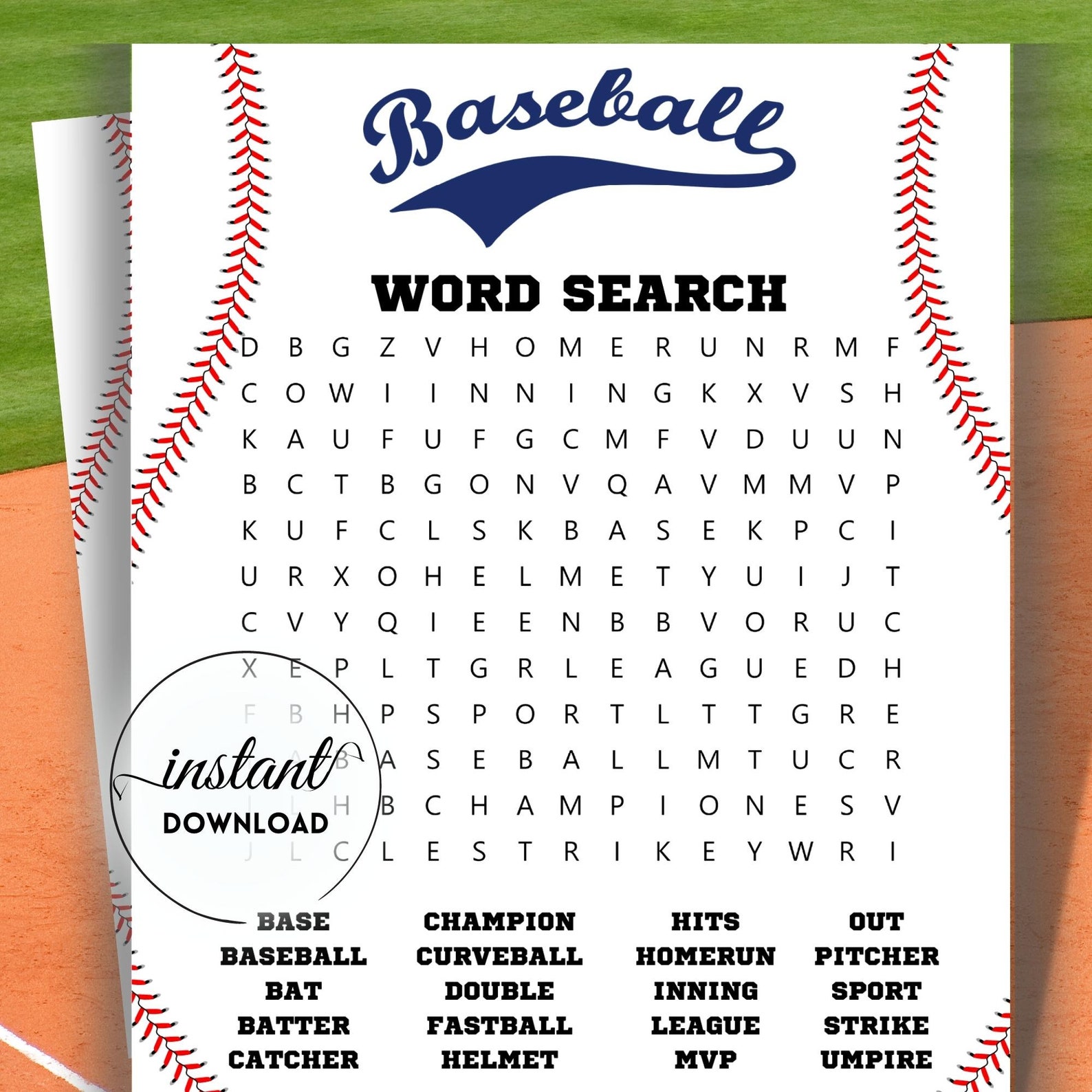 Baseball Word Search Game, Baseball Printable Game, Game Pdf, Games ...