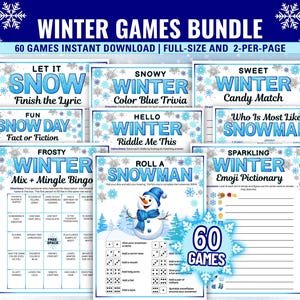 Winter Games Bundle, Winter Party Games, Winter Family Games, Winter Activities, Office Games, Winter Classroom Games, Snow Day indoor games