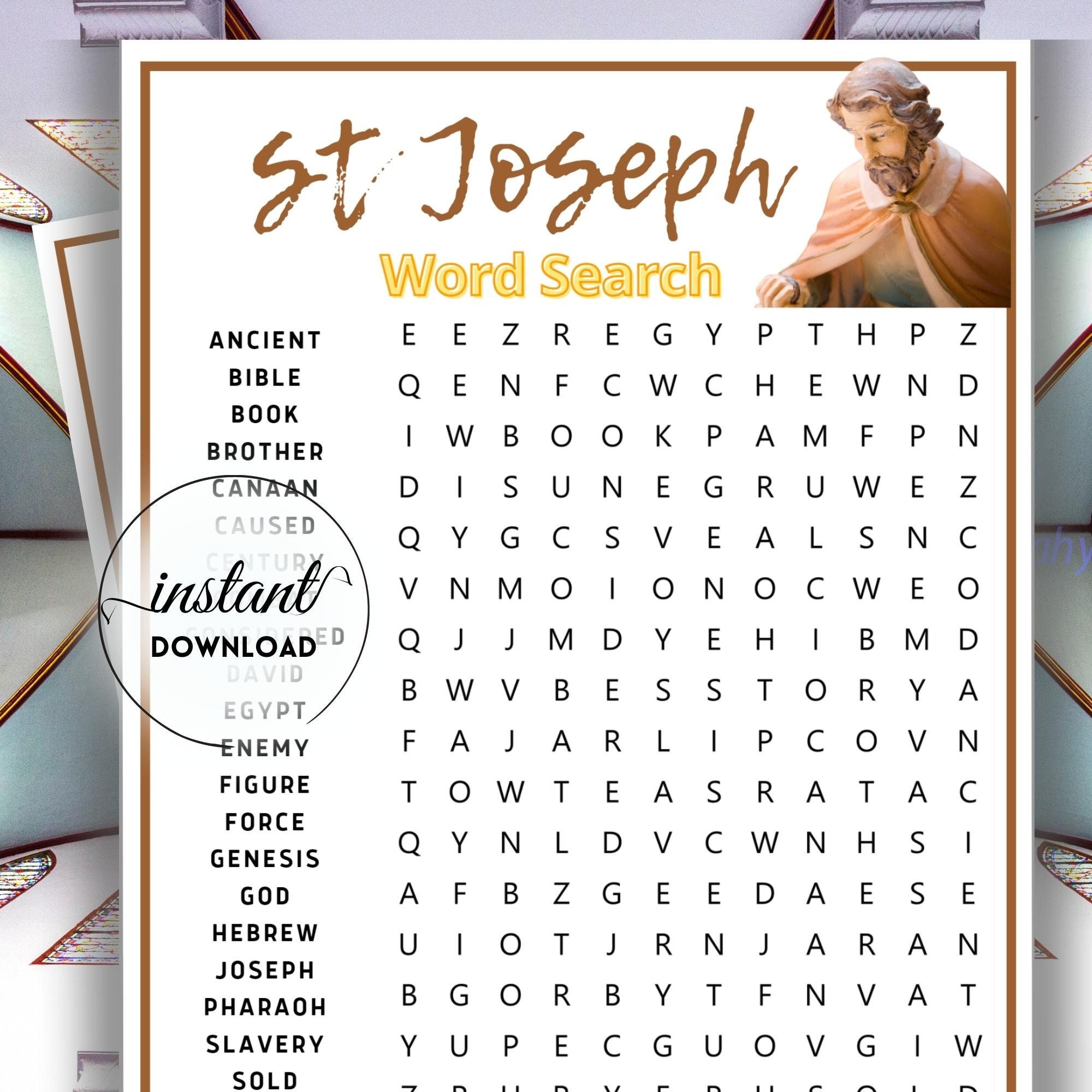 st joseph word search game bible word search bible etsy