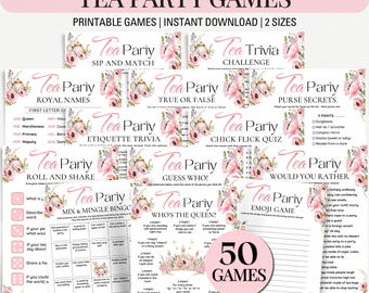 Tea Party Games Bundle: 50 Fun Printable Activities (Digital Download)