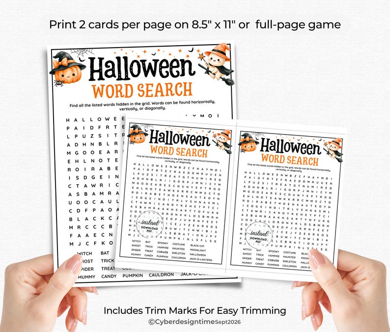 Halloween Word Search Game: Spooky Party Puzzle Printable Fun Classroom ...