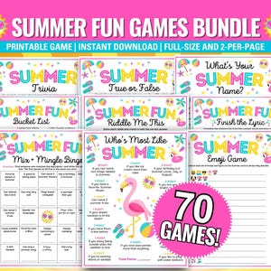 Sommer lustige Spiele Bundle, Sommer Party Spiele, Sommer Familientreffen Spiele, druckbare Sommerspiele, Sommeraktivitäten für Kinder, Jugendliche und Erwachsene