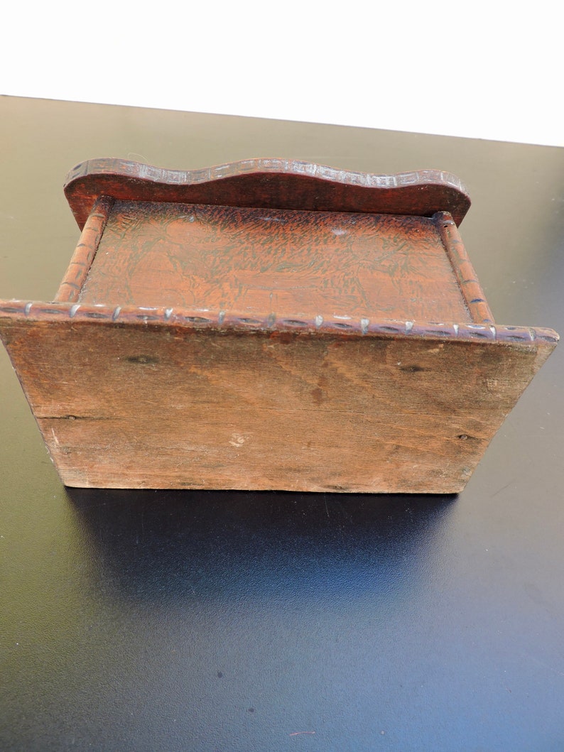 Kitchen Storage Box, Antique Wood Folk Art Box, Fifth Wedding Anniversary Gift, Cabin Decor