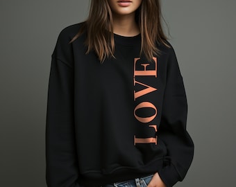 Kuscheliges Damen Sweatshirt LOVE - 100% Bio-Baumwolle - Damen Pullover Spruch Love - Woman Sweater Love