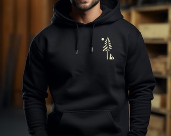 Men's Hoodie Fox in the Forest - Organic Hoodie Outdoor - Hooded Pullover Nature - Gift for Him