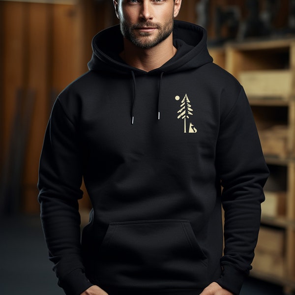 Herren Hoodie Fuchs im Wald  - Organic Hoodie Outdoor - Kapuzen Pullover Natur - Geschenk für Ihn