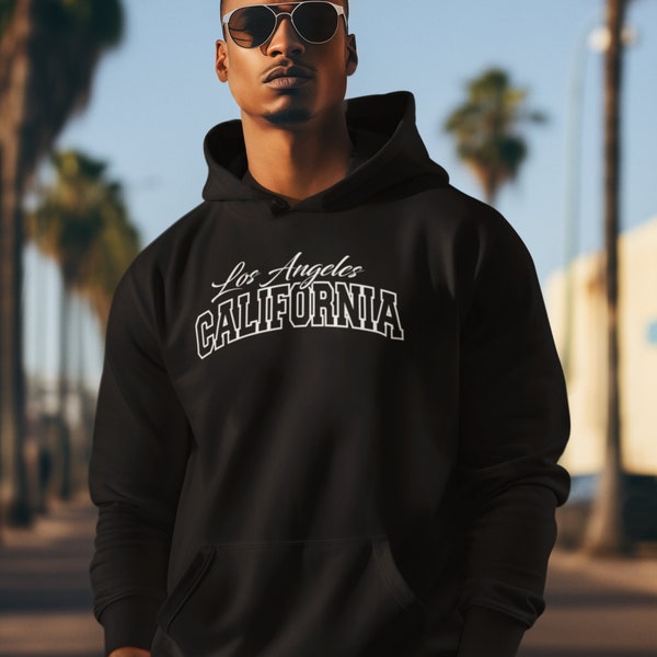 Casual men's hoodie sweatshirt California style - hooded sweater Los Angeles white - Street style - Unisex organic hoodie